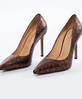 Pantofi stiletto din piele cu model animal print și vârf ascuțit