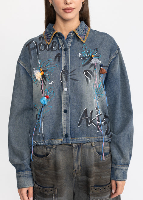 Camasa Denim cu aplicatii artistice 4