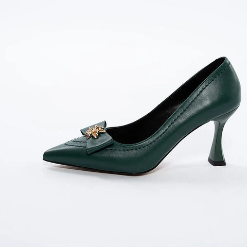 Pantofi Eleganți Verzi cu Detaliu Modern