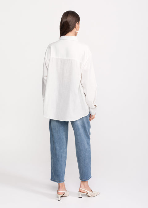 Elegant Linen Shirt with Pleated Inserts