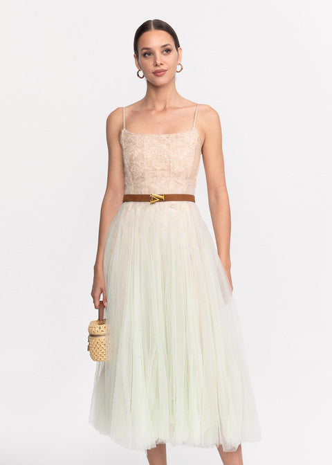 Rochie Midi din tulle cu detalii rafinate