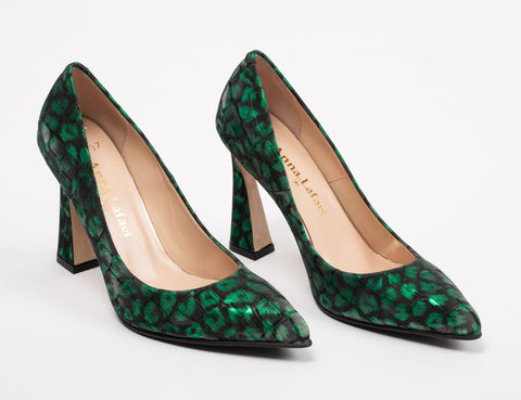 Pantofi damă piele, print leopard, toc 9cm