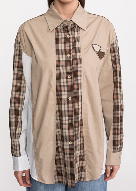 Camasa casual chic cu carouri si accente contemporane