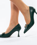 Pantofi Eleganți Verzi cu Detaliu Modern