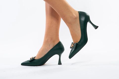 Pantofi Eleganți Verzi cu Detaliu Modern