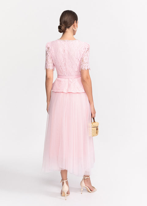 Rochie Midi eleganta din dantela si tulle
