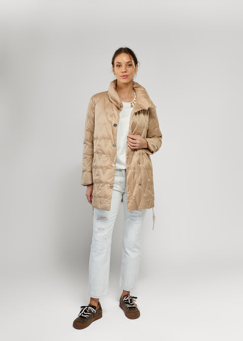 Down-Lined Jacket with Decorative Buttons