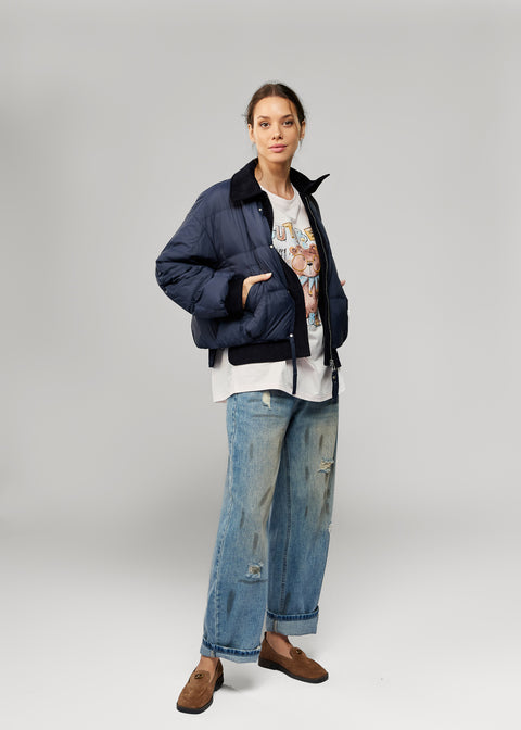 Puffer-Lined Textile Jacket