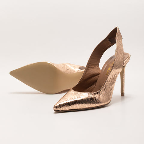 Pantofi stiletto din piele gold bronze