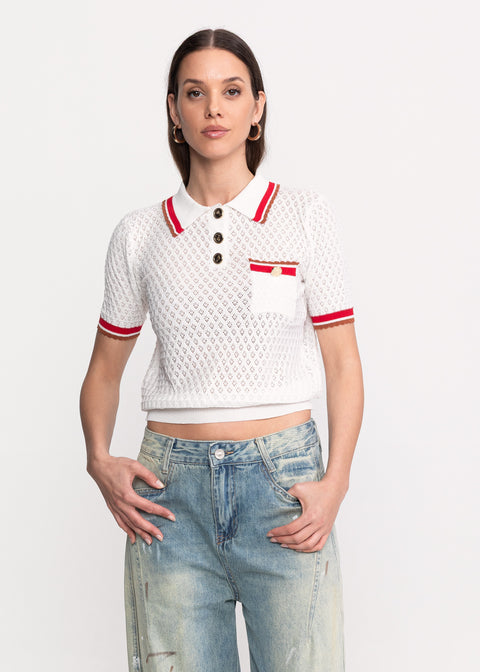 Open-Knit Top with Contrast Details
