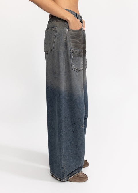 Blugi din denim cu buzunare decorate