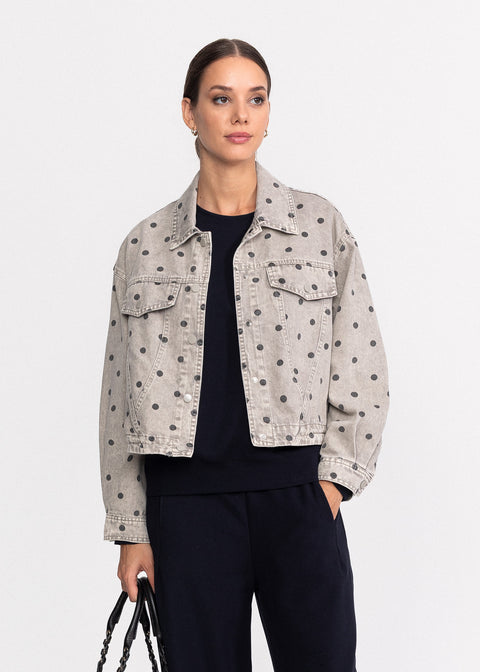 Geaca denim cu imprimeu buline 68777