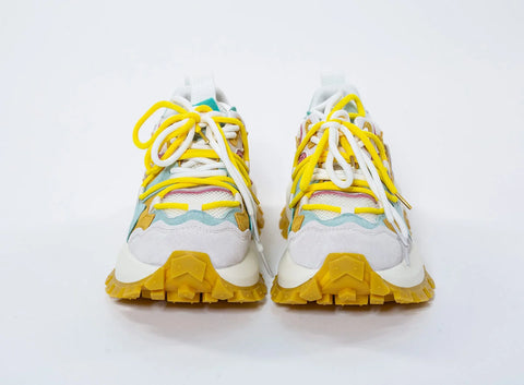 Adidași din Piele Naturală Multicoloră Aqua și Galben