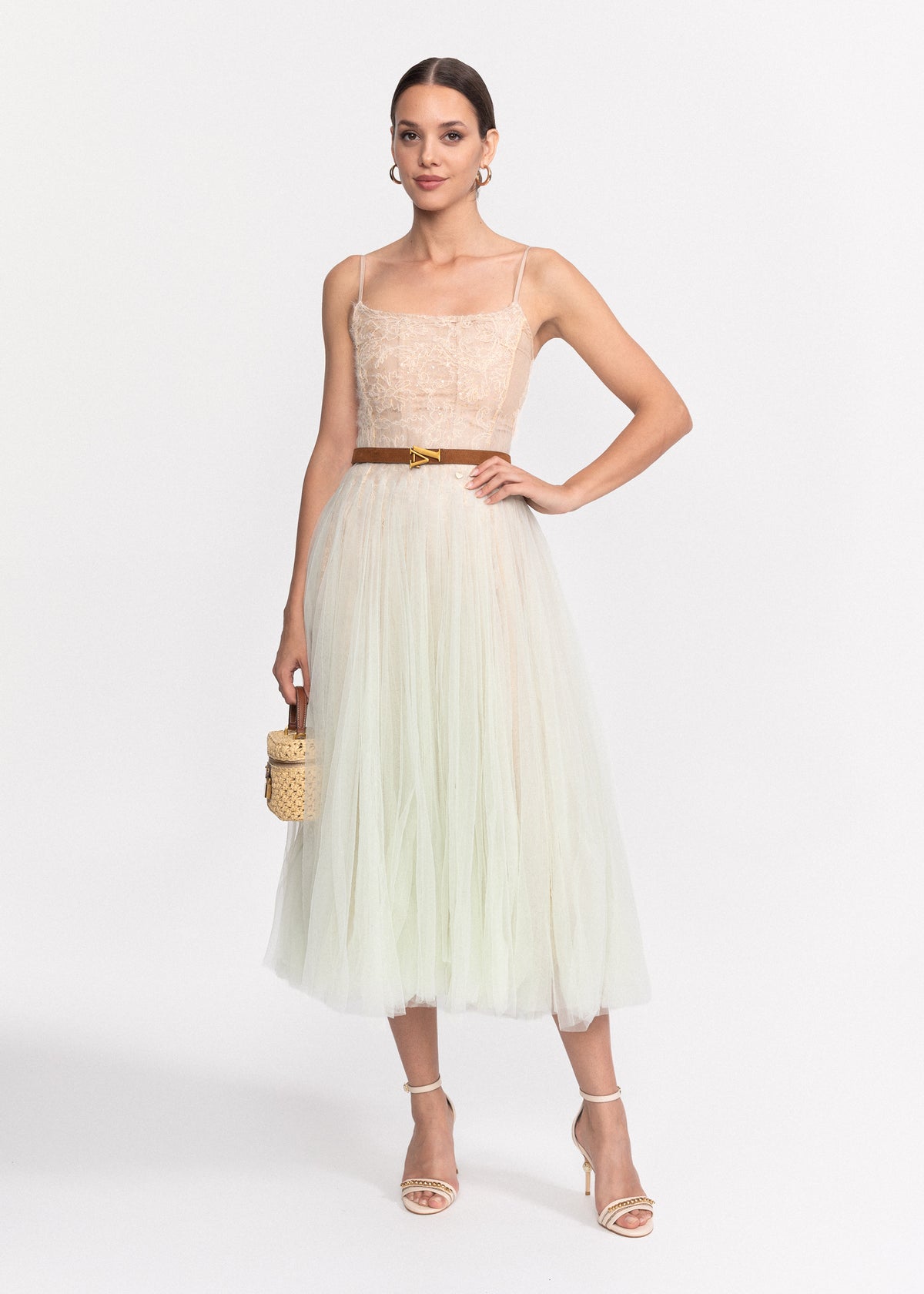 Rochie Midi din tulle cu detalii rafinate