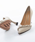 Pantofi Stiletto Elegance Bej cu Detaliu Împletit