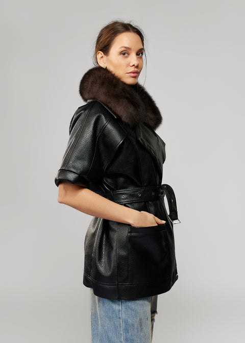 Leather Vest-Style Jacket