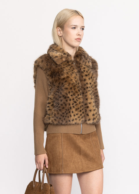 Cardigan elegant cu blana ecologica voluminoasa