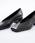 Pantofi eleganți din piele naturală cu toc striat