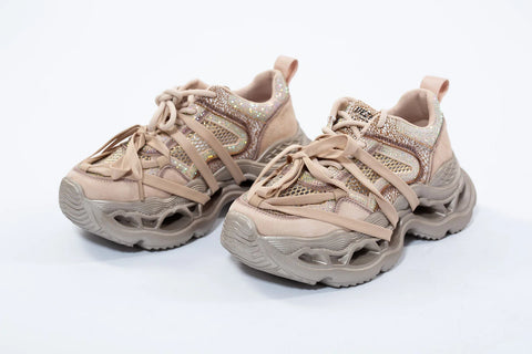 Adidași nude futurist cu glitter și talpă decupată tip chunky – Urban Shine – AnnaLaFaet