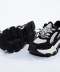 Adidași sport futurist alb-negru cu talpă masivă și detalii glitter – Urban Luxe – AnnaLaFaet