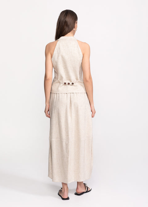 Linen Set with Vest and Maxi Skirt