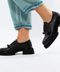 Pantofi loafers negri cu platformă discretă - Annalafaet