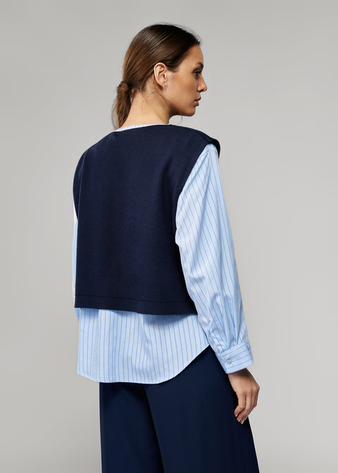 Bella Shirt with Knit Panel