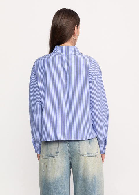 Shirt with Crystal Embellishments and Floral Embroidery