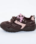 Adidași din Piele Naturală Întoarsă Maron cu Pink - Eleganță și Confort
