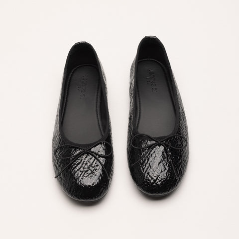 Balerini eleganti din piele lacuita cu fundita delicata
