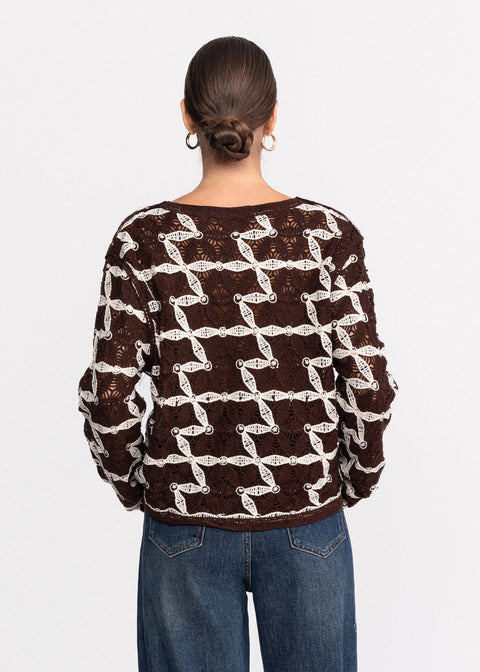 Bluza tricotata cu model geometric 62002