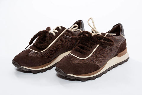 Adidași casual din piele întoarsă și piele texturată