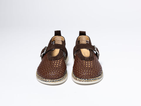 Woven Ballet Flats with Strap