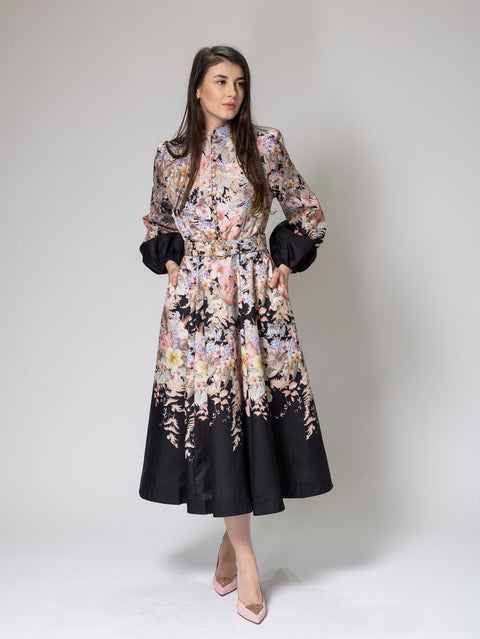 Rochie midi cu imprimeu floral multicolor