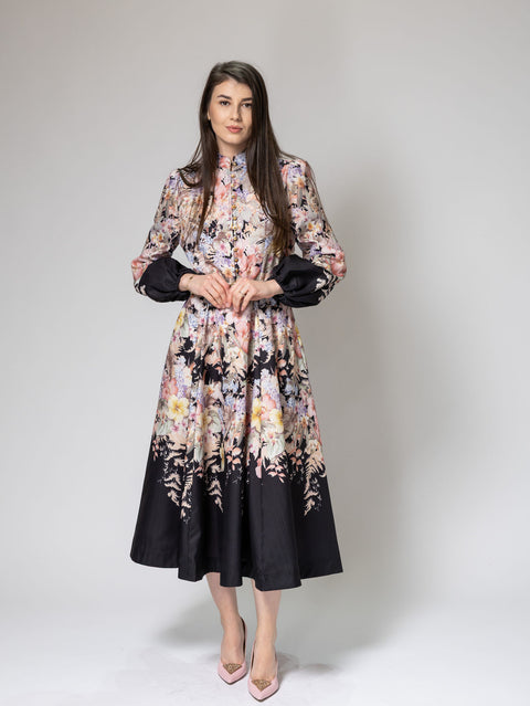 Rochie midi cu imprimeu floral multicolor