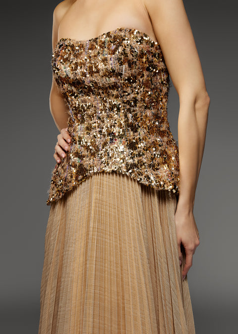 Long Dress with Sequin Bodice