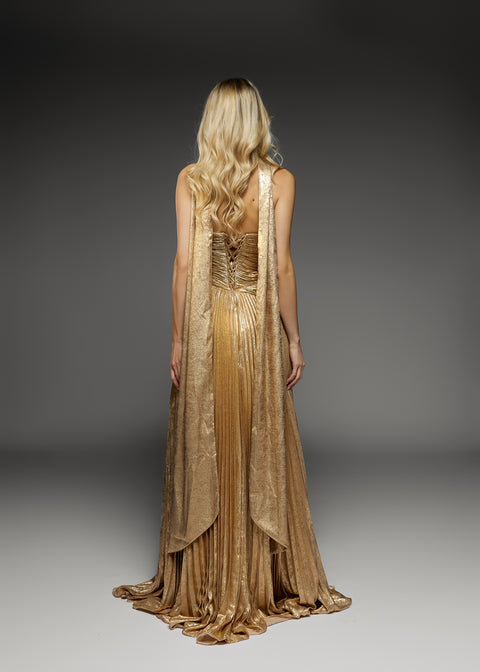 Long Pleated Dress with Scarf