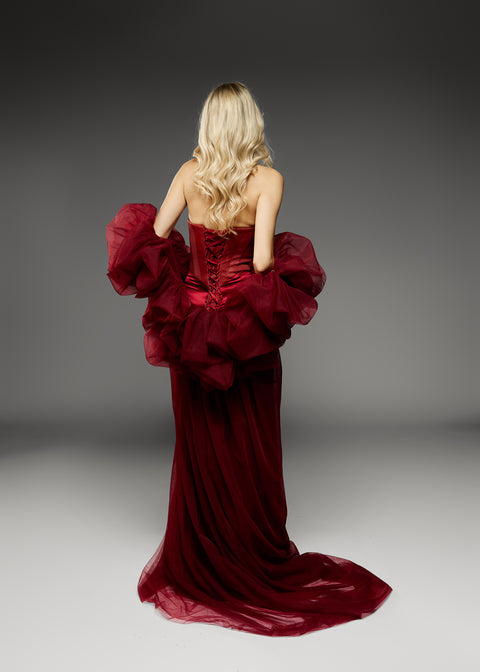 Long Dress with Detachable Tulle Bolero