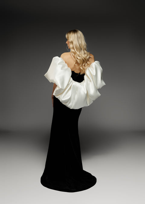 Long Velvet Dress with Detachable Bolero