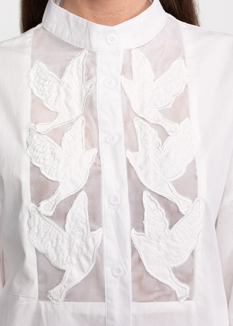 Embroidered Shirt and Skirt Set