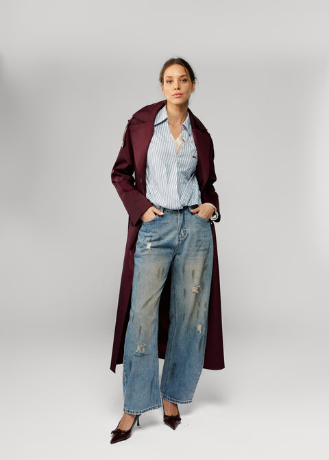 Trench din piele intoarsa Anna