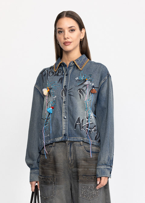 Camasa Denim cu aplicatii artistice 4