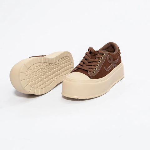 Pantofi sport cu platformă – piele naturală întoarsă