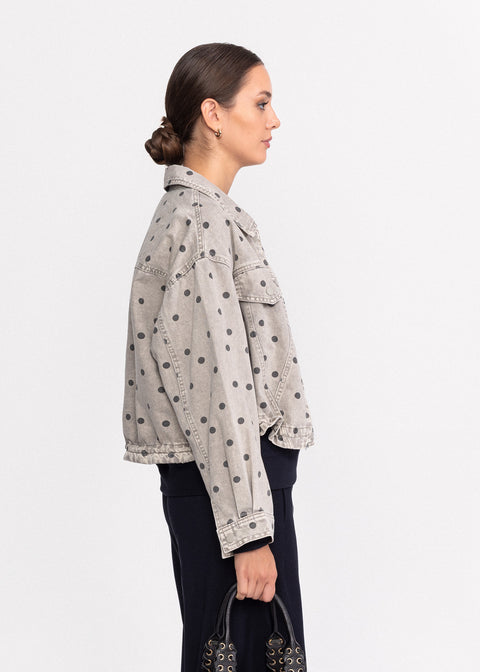 Geaca denim cu imprimeu buline 68777
