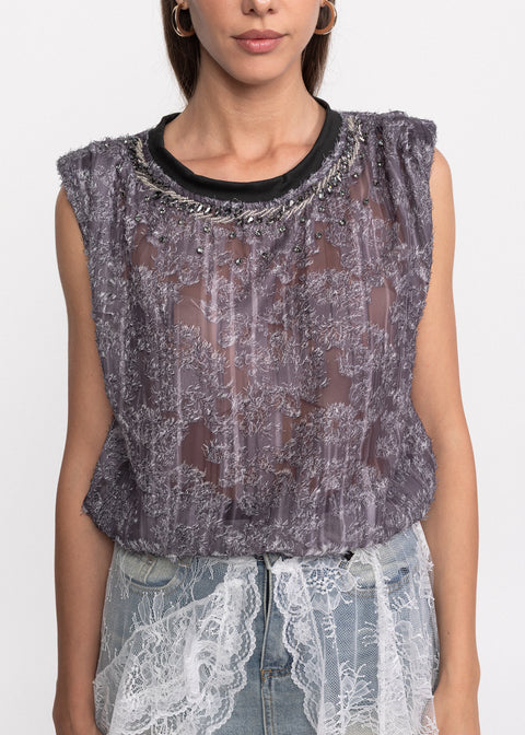 Tricou cu croiala lejera si design transparent