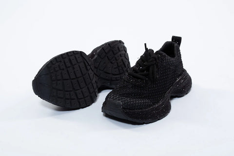 Adidași negri cu efect piele de reptilă și glitter fin – All Black Luxe – AnnaLaFaet