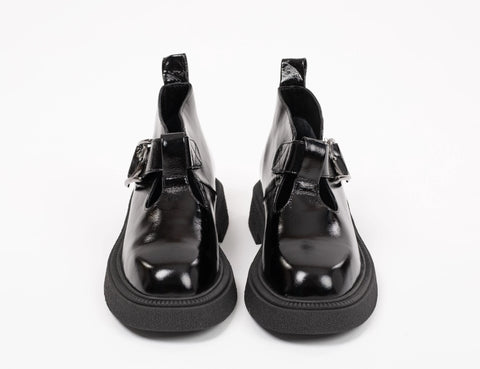 Pantofi damă, din piele lăcuită cu catarama, talpa 4cm