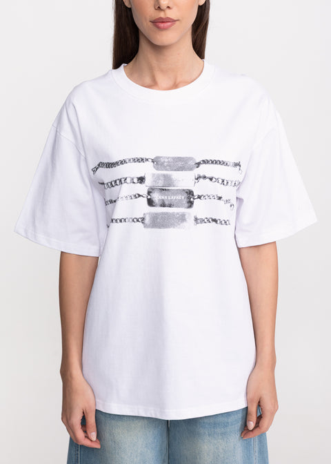 Tricou oversize cu imprimeu lanturi metalice