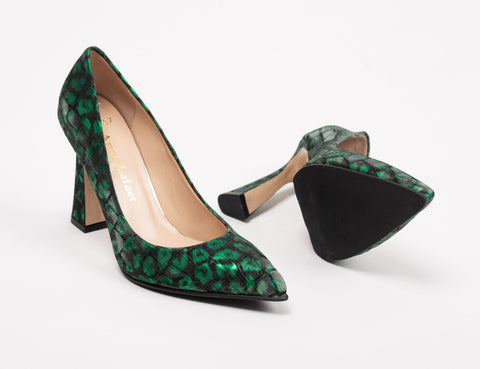 Pantofi damă piele, print leopard, toc 9cm
