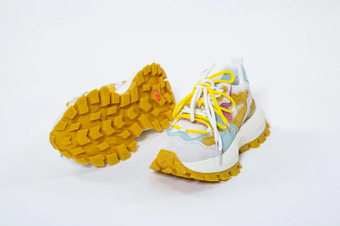 Adidași din Piele Naturală Multicoloră Aqua și Galben